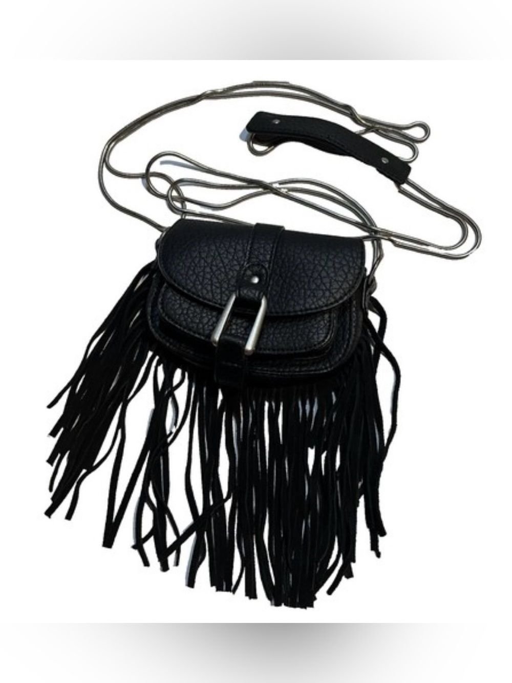 Dolce Vita ✨ dv ✨Fringed Crossbody Mini Bag ✨ Black ✨ Silver Chain Strap